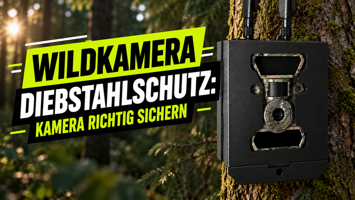 TRAILCAM Wildkamera mit Diebstahlschutzgehäuse am Baum im Wald