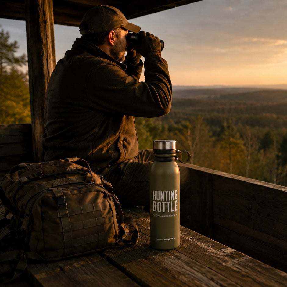 Hochwertige Trinkflasche im jagdlichen Einsatz