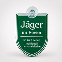     Jäger im Revier KFZ-Schild personalisiert mit Saugnapf für Revierfahrzeuge