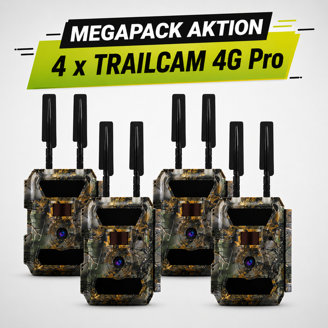 TRAILCAM Megapack mit 4 Stück TRAILCAM 4G Pro Wildkameras